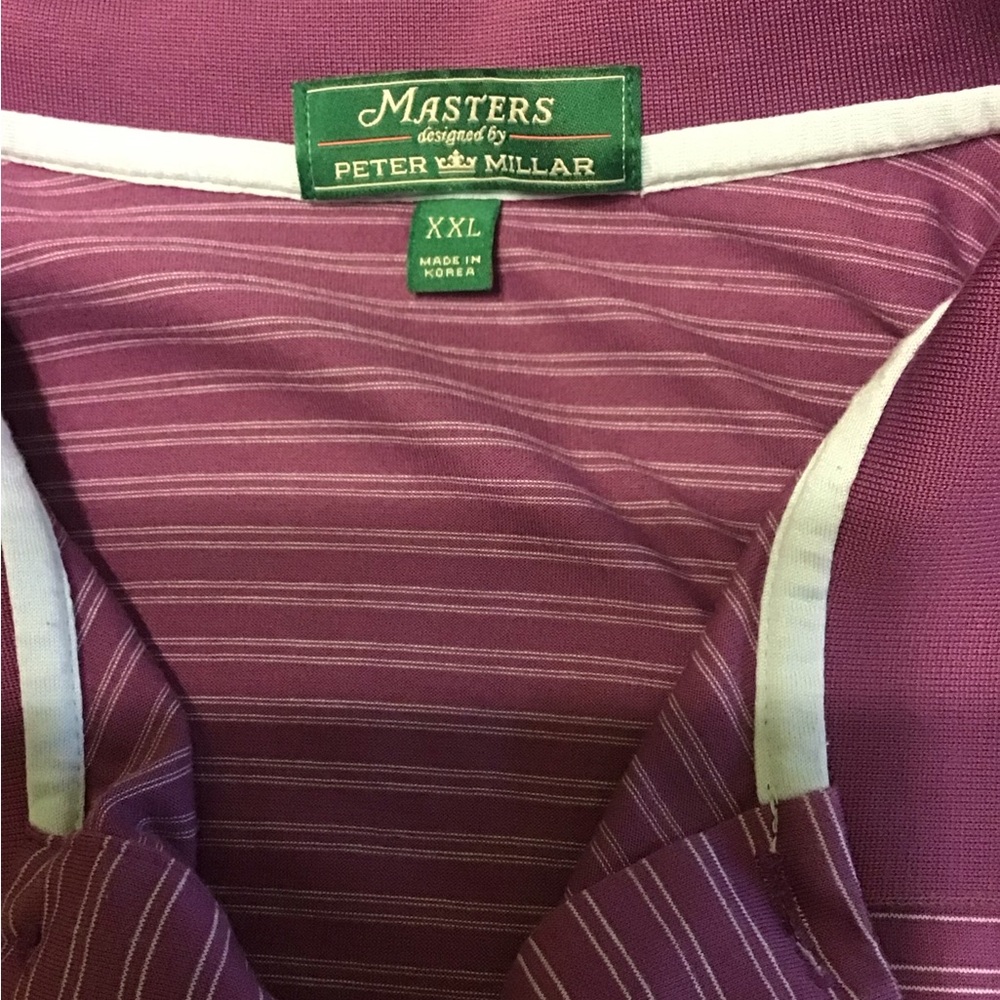 Masters Peter Millar Purple Polo Shirt with Stripes - Picture 2 of 5